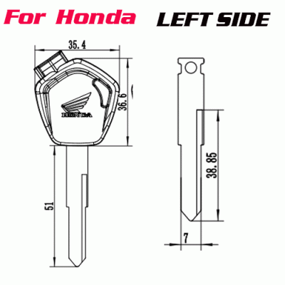 Z-030A Factory-Direct Honda Motorcycle Key Blank Left side