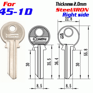 F-323 Steel Thickness 2.0mm 45-1D door key blanks Right side