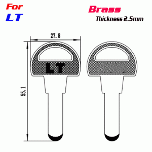 F-207 Brass Thickness 2.5mm LT door key Blank