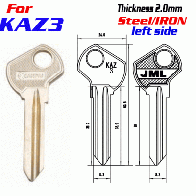 F-321 Steel Thickness 2.0mm KAZ5 door key blanks left side