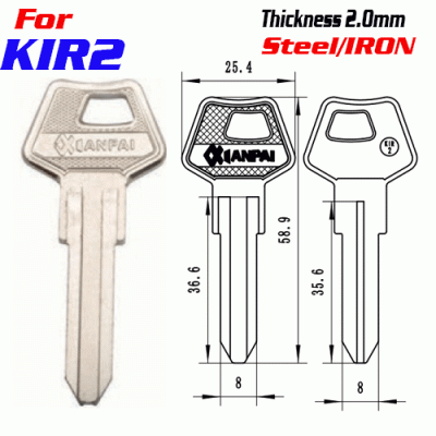 F-326 Steel Thickness 2.0mm KIR2 door key blanks