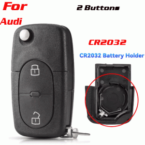 CKS-277 Flip Remote Key shel For Audi 2 Buttons 2032 battery