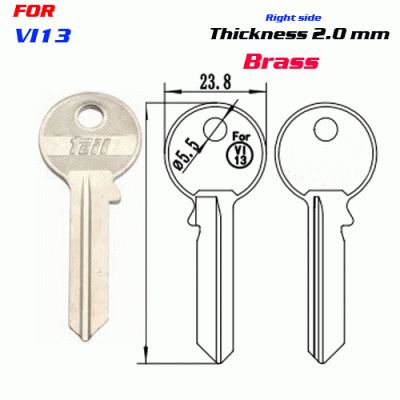F-079 Brass Thickness 2.0mm VI13 door key Blanks