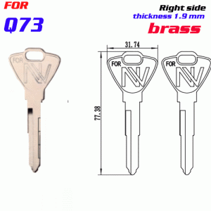 F-249 Brass Thickness 1.9mm Q73 door key blanks Right side