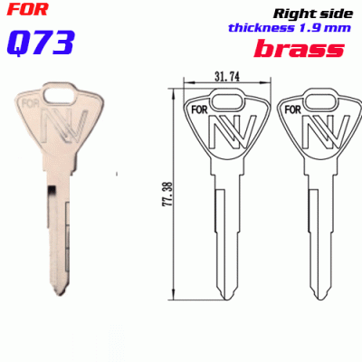 F-249 Brass Thickness 1.9mm Q73 door key blanks Right side
