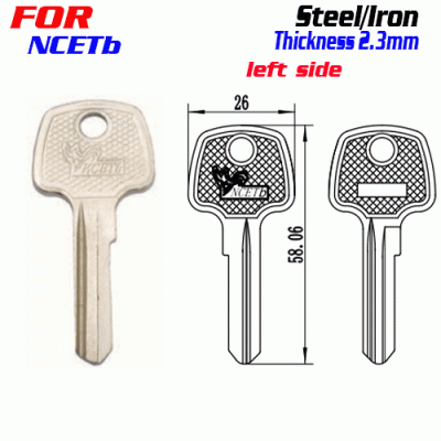 F-289 Steel Thickness 2.3mm B（NCETb) door key blanks LEFT side