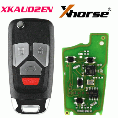 XKAU02EN Wire Remote Key Audi Flip 3+1 Panic Buttons