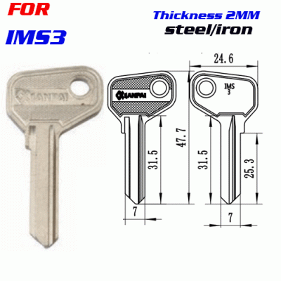 F-035 Steel Thickness 2mm IMS3 door key Blanks Wholesale