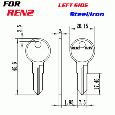 J-023 Steel Iron Thickness 2 mm REN2 House key Blanks Right