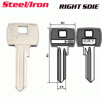 M-033A Steel Iron U-5ED security door key blanks Right side