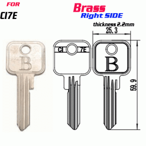 F-145 Brass Thickness 2.2mm CI7E door key Blank Right SIDE