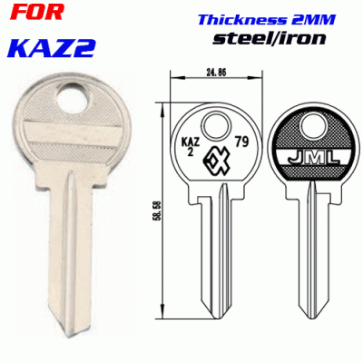 F-030 Steel Thickness 2mm KAZ2 door key Blanks Wholesale