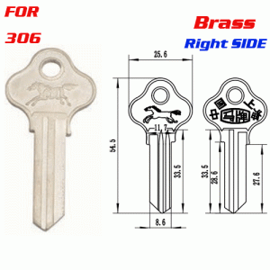 F-168 Brass Thickness 2.0mm 306 door key Blank Right SIDE