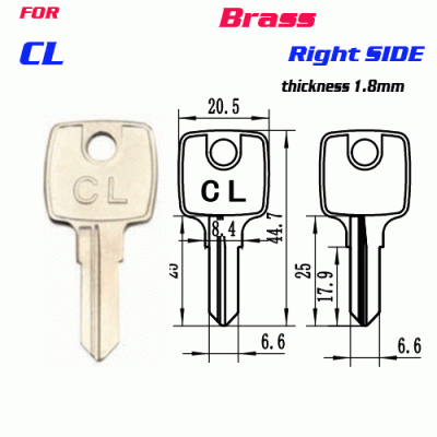F-114 BRASS Thickness 1.8mm CL door key Blank Right side