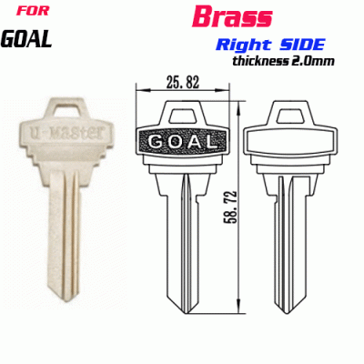 F-150 Brass Thickness 2.0mm GOAL door key Blank Right SIDE