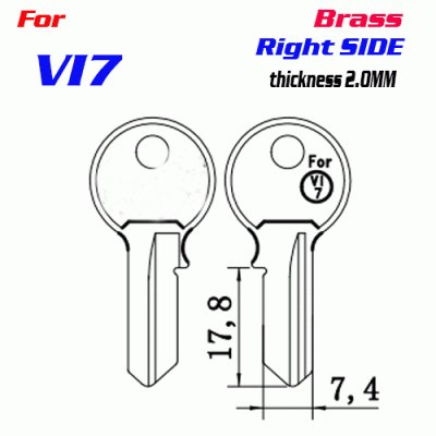 T-061 Brass VI7 door key blank left side Wholesale