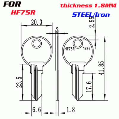 J-011 Steel Iron Thickness 1.8MM House key Blanks HF75R