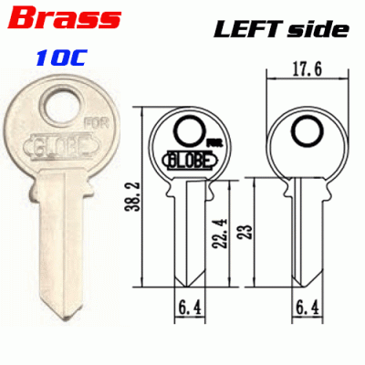 T-034 Brass 10c door key blank left side Wholesale