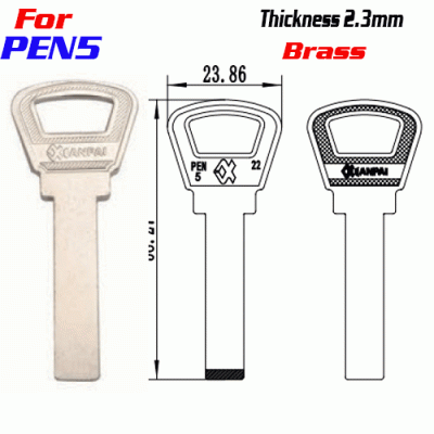 F-304 Brass Thickness 2.3mm PEN-5 door key blanks