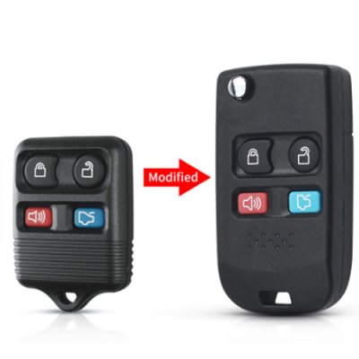 For-15 4 Buttons Modified Remote Key Flip Shell For Ford