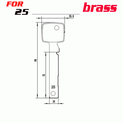 J-113 Brass Number 25 house key blanks