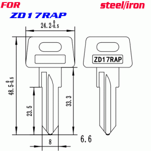 J-137 Steel Iron Plastic ZD17RA key blanks suppliers