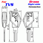 F-191 Brass Thickness 2mm TVS door key Blank Right side