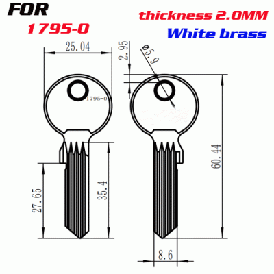 J-007 White Brass Thickness 2.0MM House key Blanks 1795-0