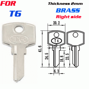 F-028 Thickness 2mm T6 door key Blanks Wholesale Right SIDE
