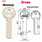 F-130 Brass Thickness 2.0mm SUNNY door key Blank