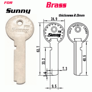 F-130 Brass Thickness 2.0mm SUNNY door key Blank