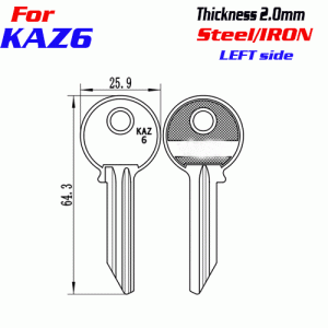 F-357 Steel Thickness 2.0mm KA-6 door key blanks left Side