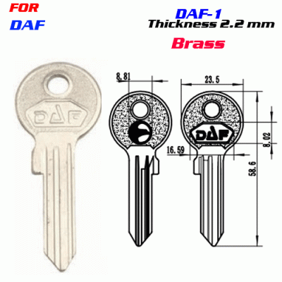 F-068 Brass Thickness 2.2 mm DAF-1 door key Blanks