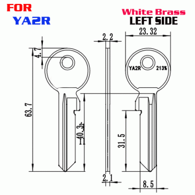 J-031 White brass Thickness 2.2mm UL055 House key Blanks Right