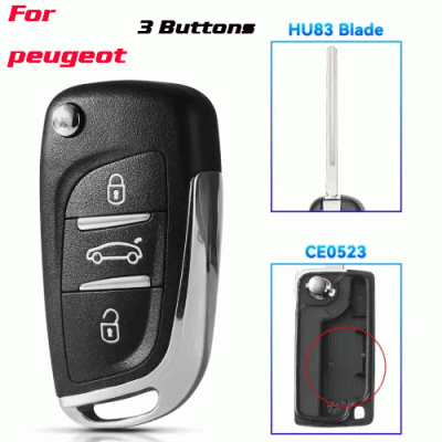 CKS-442 Modified Version Car Key For Peugeot 3 Buttons HU83