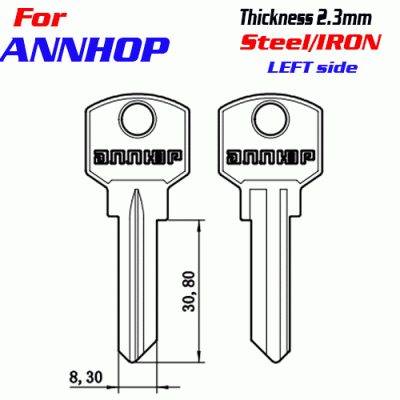 F-362 Steel Thickness 2.3mm ANNHOP door key blanks left Side