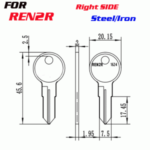 J-022 Steel Iron Thickness 2 mm REN2R House key Blanks Right