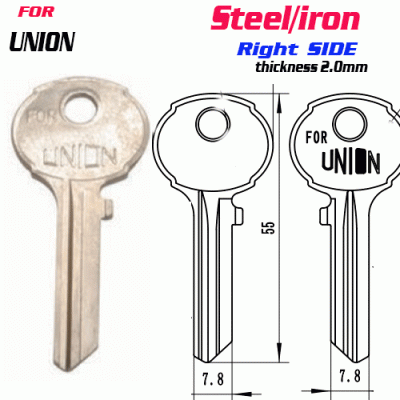 F-160 Steel Thickness 2.0mm UNION door key Blank Right SIDE