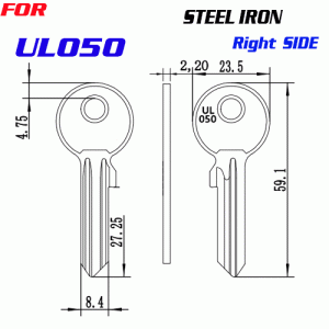 J-059 steel/Iron UL050 key blanks Right side