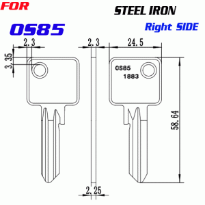 J-053 steel/Iron OS85 key blanks Right side