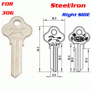 F-169 Steel Thickness 2.0mm 306 door key Blank Right SIDE