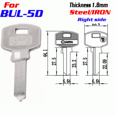 F-347 Steel Thickness 1.8mm BUL-5D door key blanks Right Side