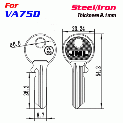 F-206 Steel Iron Thickness 2.1mm VA75D door key Blank