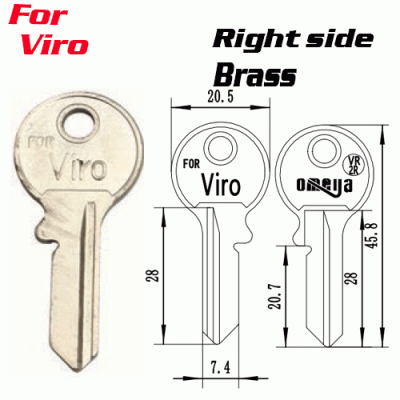 T-015 Brass VR2R key blanks for distributors RIGHT side