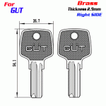 F-223 Brass Thickness 2.9mm GUT door key blanks Right side