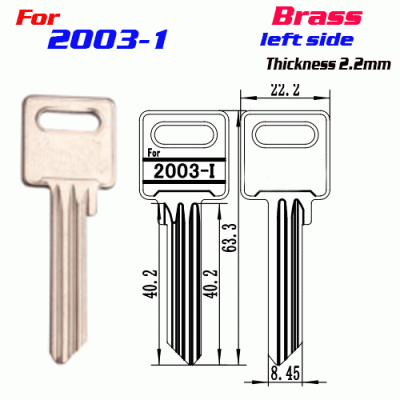 M-098 Brass Thickness 2.2mm 2003 door key blanks left side