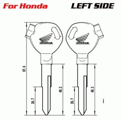 Z-029 Factory-Direct Honda Motorcycle Key Blank Left side