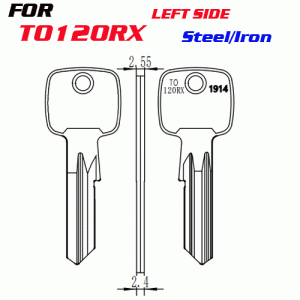 J-027 Steel Iron Thickness 2.55mm TO120RX House key Blanks LEFT