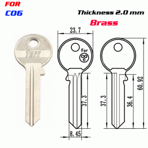 F-078 Brass Thickness 2.0mm C06 door key Blanks