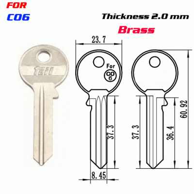 F-078 Brass Thickness 2.0mm C06 door key Blanks
